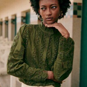Sezane Rym Shirt Garden Green US Sz 14 (FR 46)